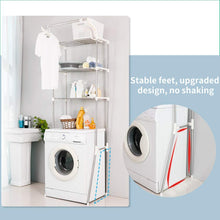 Load image into Gallery viewer, 3-Tier Adjustable Washing Machine Rack over Toilet Bathroom Organizer above Washer Dryer Storage Shelf Space Saving Rack, White
