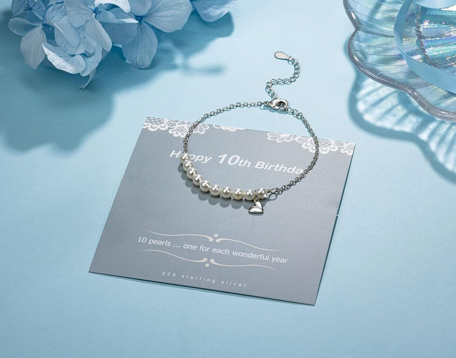 10 Year Old Gifts for Girls - Sweet Pearl Bracelet Gifts for 10 Year Olds Girls, Adjustable Pearl Bracelet, Presents for 10 Year Old Little Girls