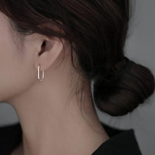 Load image into Gallery viewer, 925 Sterling Silver U Hoop Earrings for Women Teen Girls Minimalist Square Hoop Earrings U Huggie Earrings
