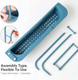 Telescopic Sink Holder, Adjustable Drainer Sink Tray Sponge Soap Holder, Sink Organizer Holder Dish Cloth Hanger for Home Kitchen