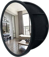 Load image into Gallery viewer, Round Mirror Cabinet Bathroom Wall Mirror Bedroom Makeup Mirror with Storage Cabinet Wooden Mirror Cabinet Waterproof and Anti-Corrosion (Color : Black, Size : 70Cm)
