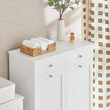 BZR33-W, 2 Drawers 2 Doors Laundry Cabinet Laundry Chest with 2 Removable Laundry Baskets, Bathroom Cabinet