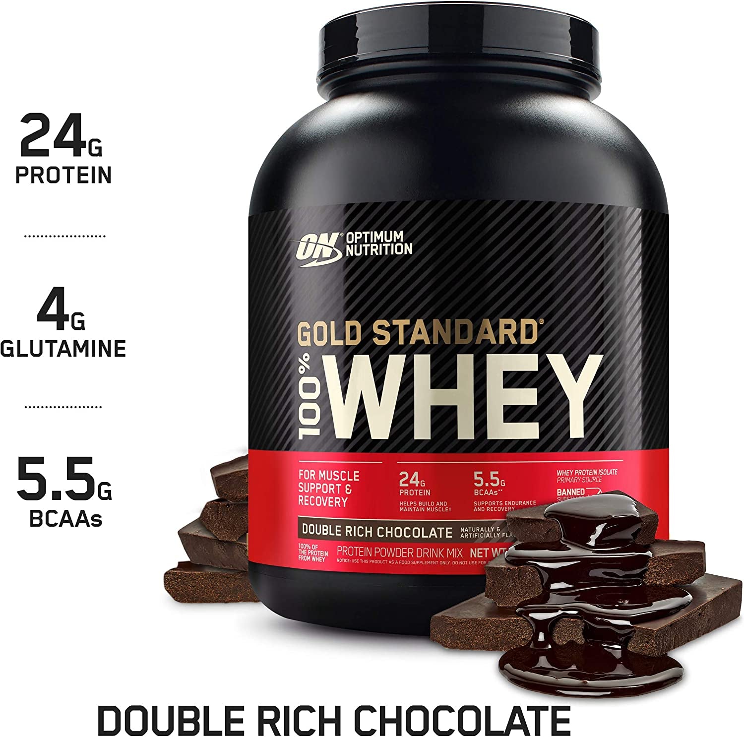 Gold Standard 100% Whey Protein Powder, Double Rich Chocolate, 907G