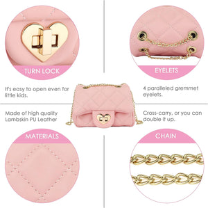 Kids Glitter Purse for Little Girls Toddler Crossbody Bags, Lambskin Pink, Medium