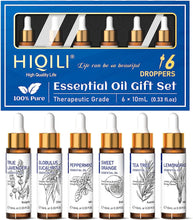 Load image into Gallery viewer, Essential Oils for Diffusers for Home, Natural Pure Aromatherapy Oils Gift Set for Humidifiers, Skin Care, Hair Care, Massage, Spray, Soak Making- 6X10Ml
