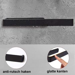 Towel Rail Wall Mounted, Black Self Adhesive Towel Rail, Aluminum Towel Rack for Bathroom, Kitchen, Toilet, No Drilling Wall Towel Rack (Black)