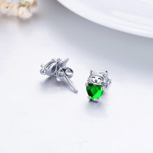 Load image into Gallery viewer, 925 Sterling Silver Cat Earrings Cute Animal Kitten Stud Earrings Cat Jewelry Gifts for Women Girls Hypoallergenic Earrings for Sensitive Ears
