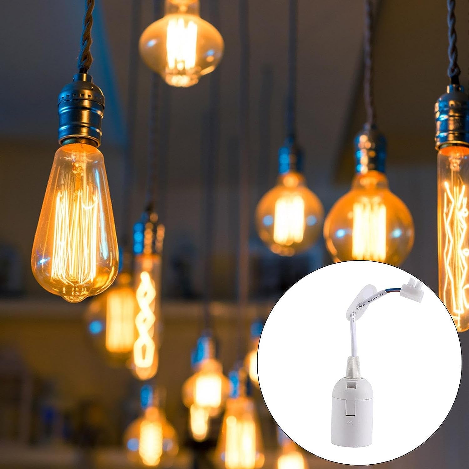 Lamp Holder E27 with Cable | 10Pcs E27 Pendant Light Socket with Cord - Shop and Family, Hangings Light Cord with Bulb Socket Safe Lamp Holder for Construction Site