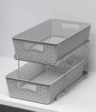 Simplehouseware 2 Tier Bathroom Organizer Tray Pull-Out Sliding Drawer/Under-Sink Storage, Grey