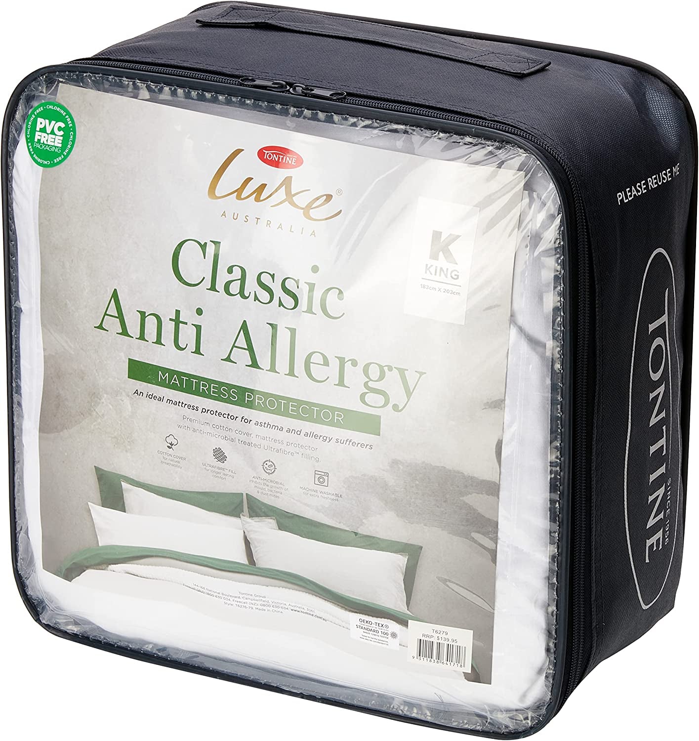 183X203Cm Luxe Classic anti Allergy King Bed Cotton Mattress Protector