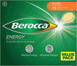 Energy Vitamin with 12 Essential Vitamins and Minerals to Help Support Physical Energy and Mental Sharpness, Orange Flavour, 75 Effervescent Tablets