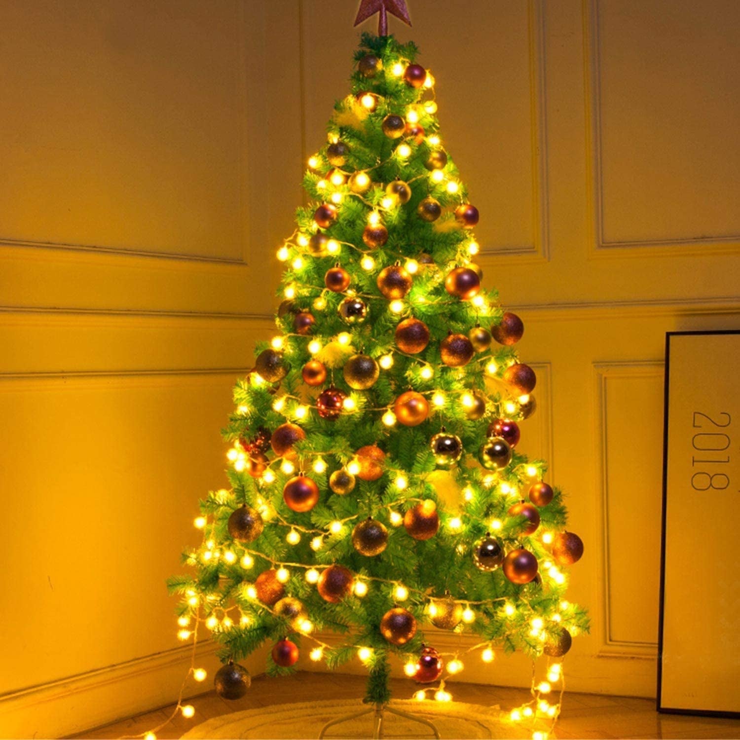 Globe String Lights Fairy Lights, 33Ft 100LED String Lights with 8-Mode Remote Waterproof Indoor Outdoor Hanging Lights Decorative Christmas Lights for Home Party Patio Garden Wedding (33Ft-Warm White)