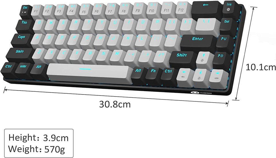 Portable 60% Mechanical Gaming Keyboard,  Mk-Box LED Backlit Compact 68 Keys Mini Wired Office Keyboard with Blue Switch for Windows Laptop PC Mac - Grey/Black