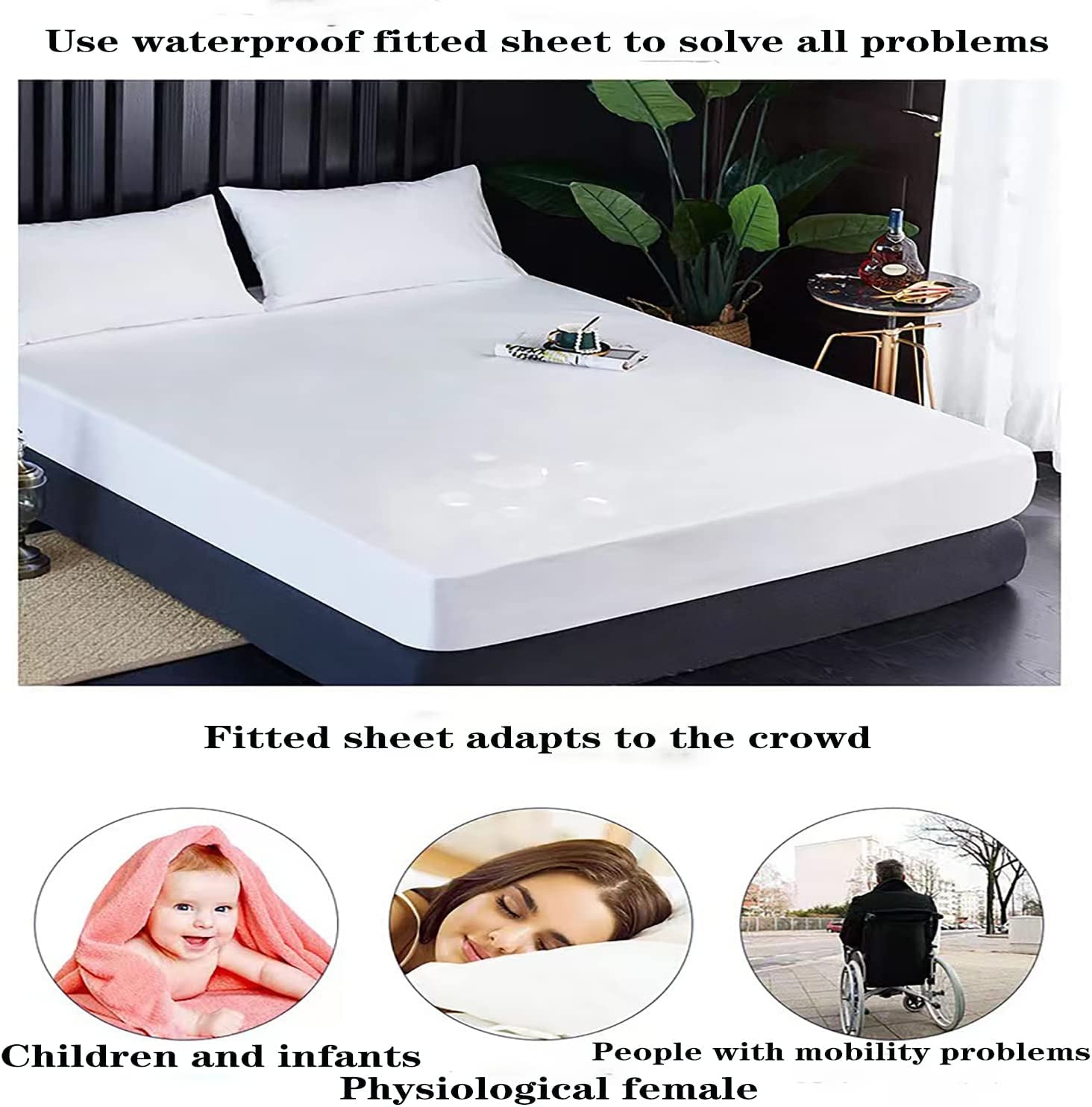 Waterproof Mattress Protector, King Size and Queen Size Mattress Cover with TPU Waterproof, Urine and Sweat Proof Fitted Bed Sheet Cover (Gray Queen)