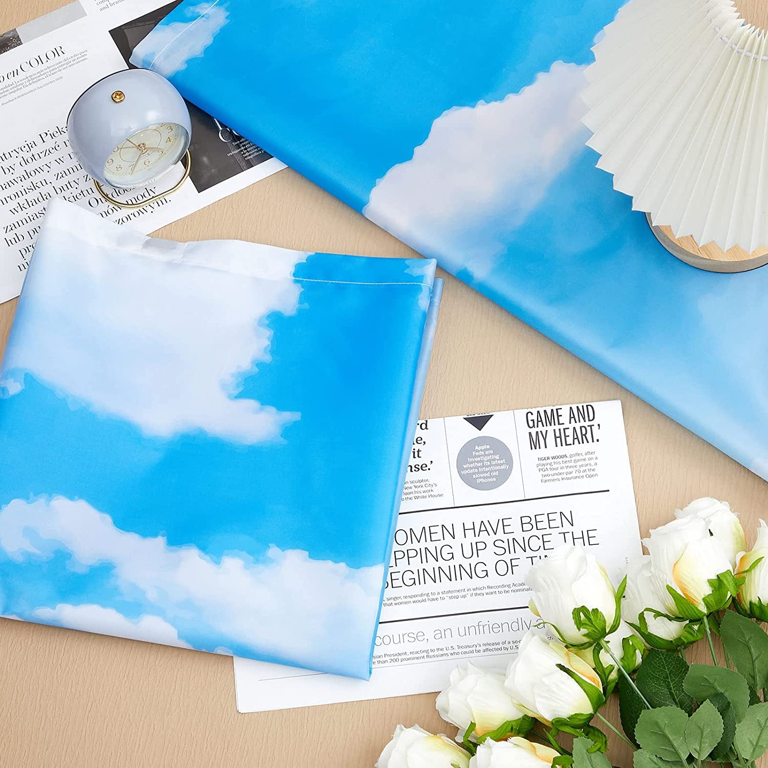 4 Pack Fluorescent Light Covers Magnetic Light Cover Fluorescent Light Shade Panel Ceiling Light Covers Magnetic Light Filters for Office Classroom Home Drop Ceiling, 4 X 2 Feet (Cloud, Blue Sky)