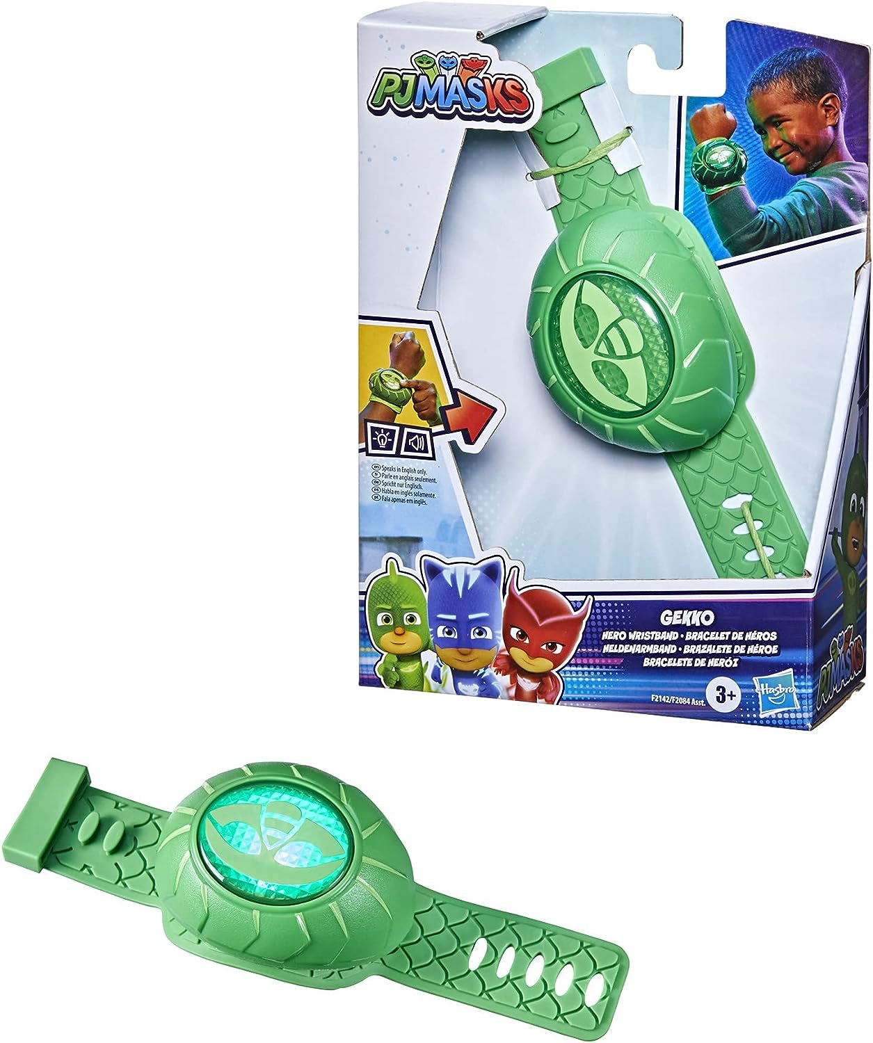 PJ Masks Gekko Power Wristband Preschool Toy, Costume Wearable with Lights and Sounds for Kids Ages 3 and Up