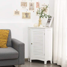 Load image into Gallery viewer, Corner Shutter Door Cabinet, Modern Bathroom Storage Oragnizer with Single Doors &amp; 2 Shelves, Free-Standing Corner Storage Cabinet for Bathroom, Kitchen, Living Room, Bedroom, White
