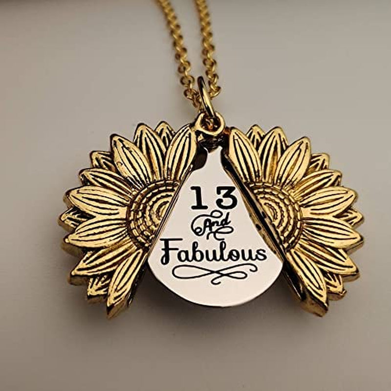 13Th Birthday Gift Necklace for Girls 13 and Fabulous Sunflower Necklaces for Teen Girls 13 Year Old Girl Birthday Gifts for Granddaughter BFF 13 Years Old Girls Gift Ideas