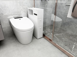 Bathroom Storage Rolling Cabinet Toilet Roll Holder White