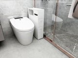 Bathroom Storage Rolling Cabinet Toilet Roll Holder White