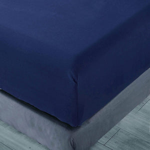 Navy Blue Sheet Set Queen Size 1000TC Premium Soft Microfibre Solid Plain Color - 3PCS Fully Fitted 40Cm Deep Pocket Bed Sheet Set (Navy Blue, Queen)