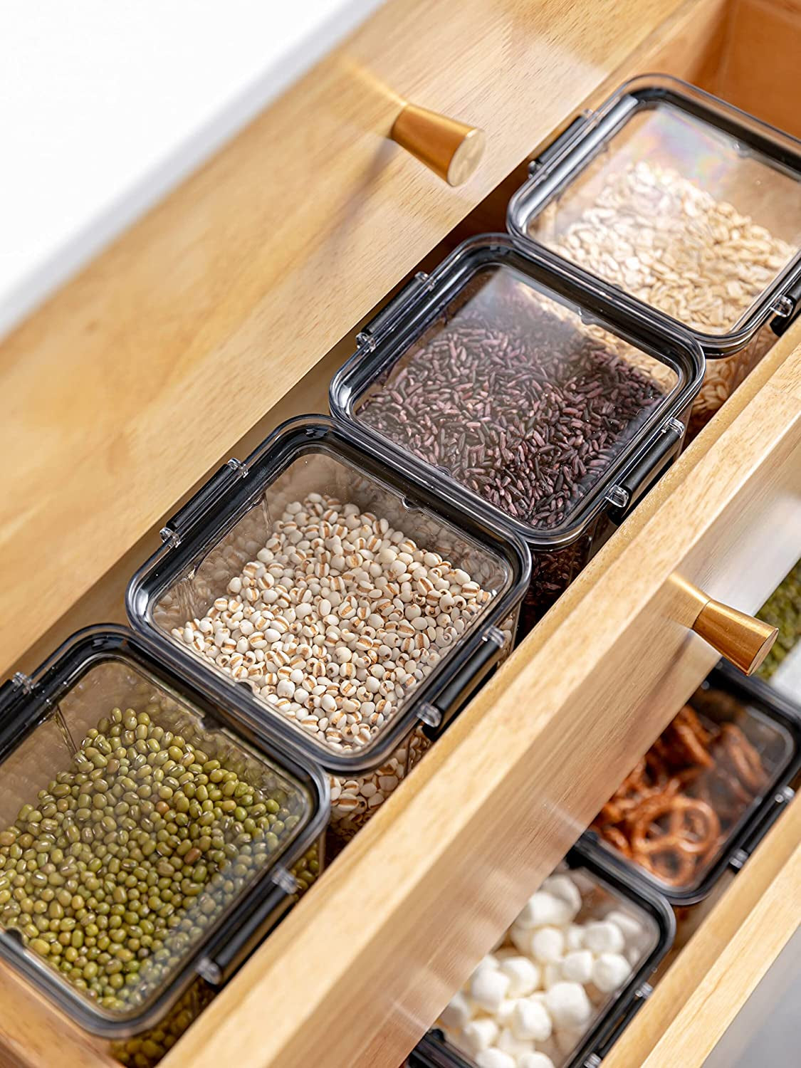 Pantry Storage Containers Set of 3, Airtight Food Storage Container, Clear Plastic Kitchen Canisters with Lids, Stackable Kitchen Space Saving Organiser for Flour, Sugar,Snack - Clear