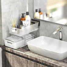 Load image into Gallery viewer, 2 Tier Bathroom Organizer Tray Pull-Out Sliding Drawer/Under-Sink Storage, Clear
