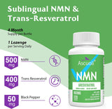 Sublingual NMN 500Mg + Trans-Resveratrol Purity 99%, 3-In-1 Advanced Formula NMN Resveratrol Supplement for Boost NAD+, Immune & Energy Support, Anti-Aging, Skin & Overall Health, 120 Lozenges