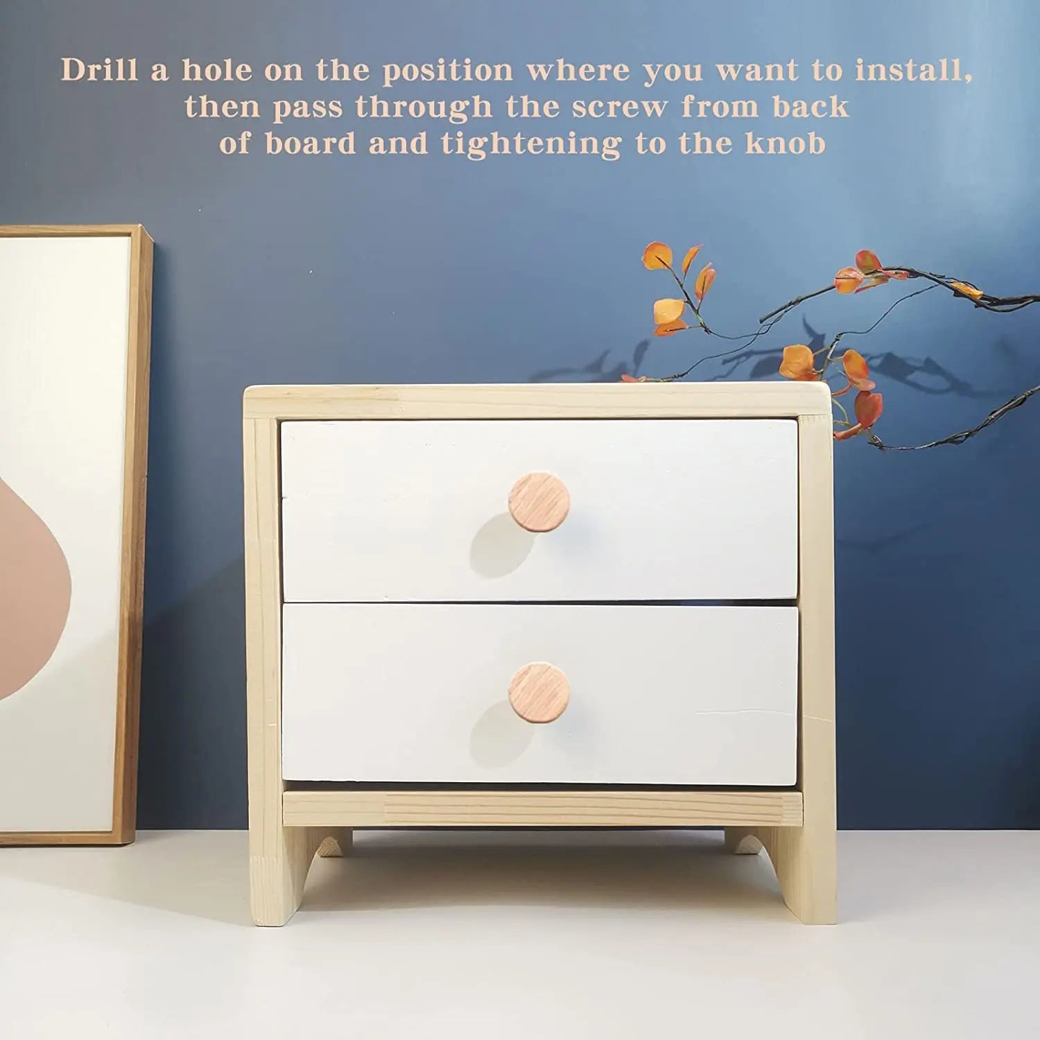 Cabinet Furniture Drawer Knobs round Wood Drawer Handles Drawer Pull Cabinet Knob 35Mmx25Mm Pack of 20