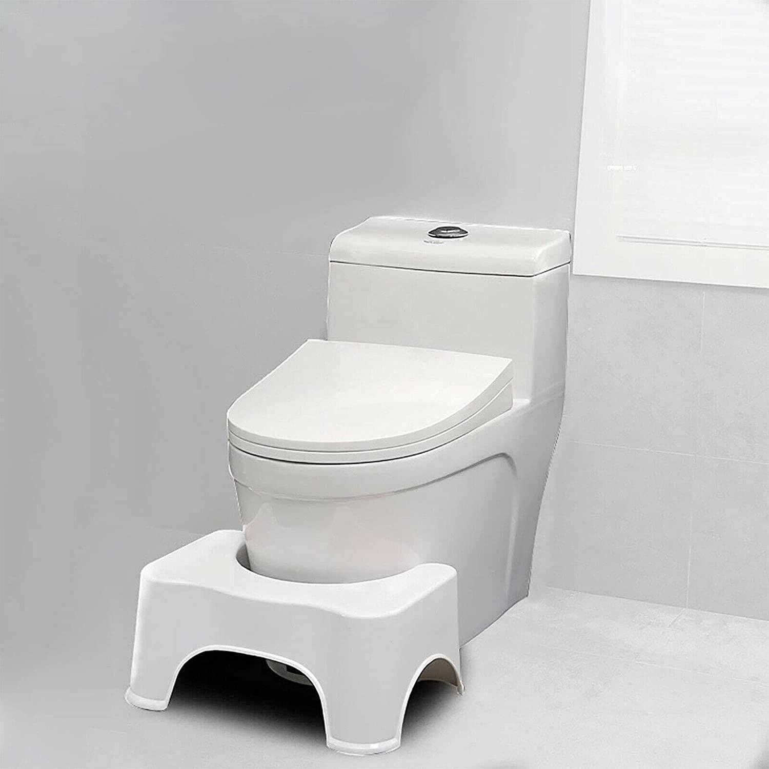 Bathroom Toilet Stool, Foot Step Stool, Footstools, for Constipation Piles Relief Foot Stool - Anti-Slip Bathroom Accessories (Light Grey)