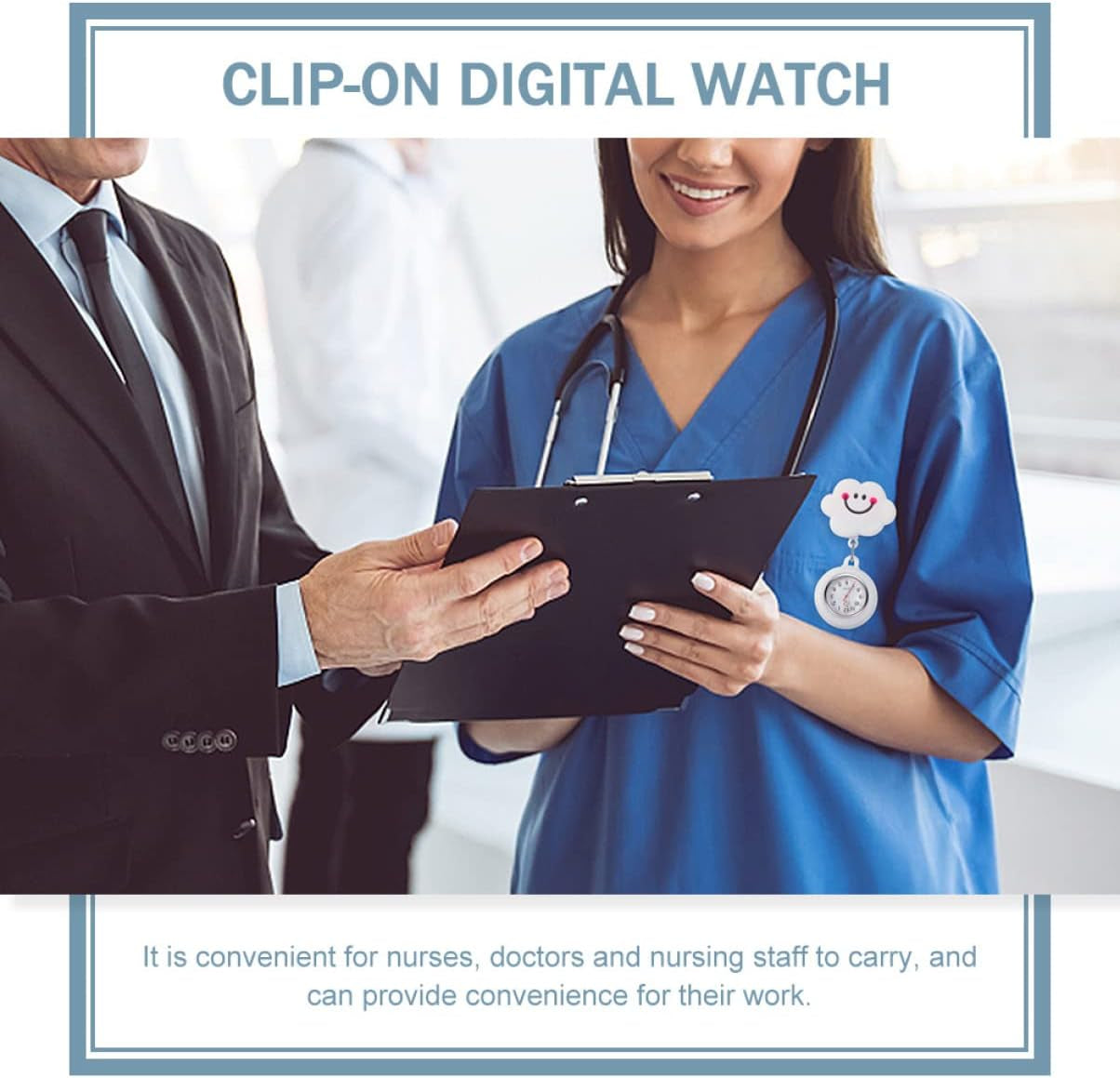 2Pcs Portable & White Nurses Silicone Girls Clip- Watches and for Badge Gift Lapel Cat Girl Clip-On Retractable Adorable Pattern Shaped Potable Hanging Cloud Nurse Fashionable