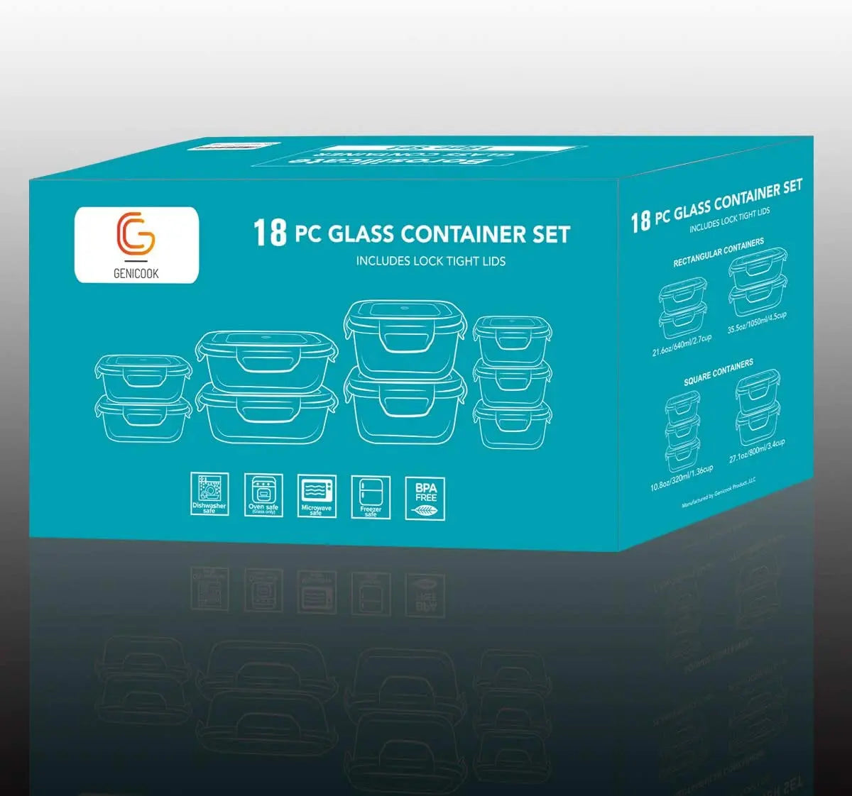 Glass Food Storage Containers with Lids - Glass Containers with Lids for Food - Reusable Bento Box Glass Lunch Containers with Locking Lids - Glass Meal Prep Containers - BPA Free & FDA Approved(9 Pack)