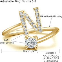 Load image into Gallery viewer, Initial Letter Ring for Women Girls Gold Stackable Alphabet Rings with Initial Adjustable Crystal Inlaid Initial Rings Bridesmaid Gift
