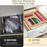 Ziplock Bag Storage Organizer, Foil and Plastic Wrap Dispenser with Cutter, Plastic Bag Organizer, Ziplock Bag Organizer for Gallon, Quart, Sandwich & Snack Etc.