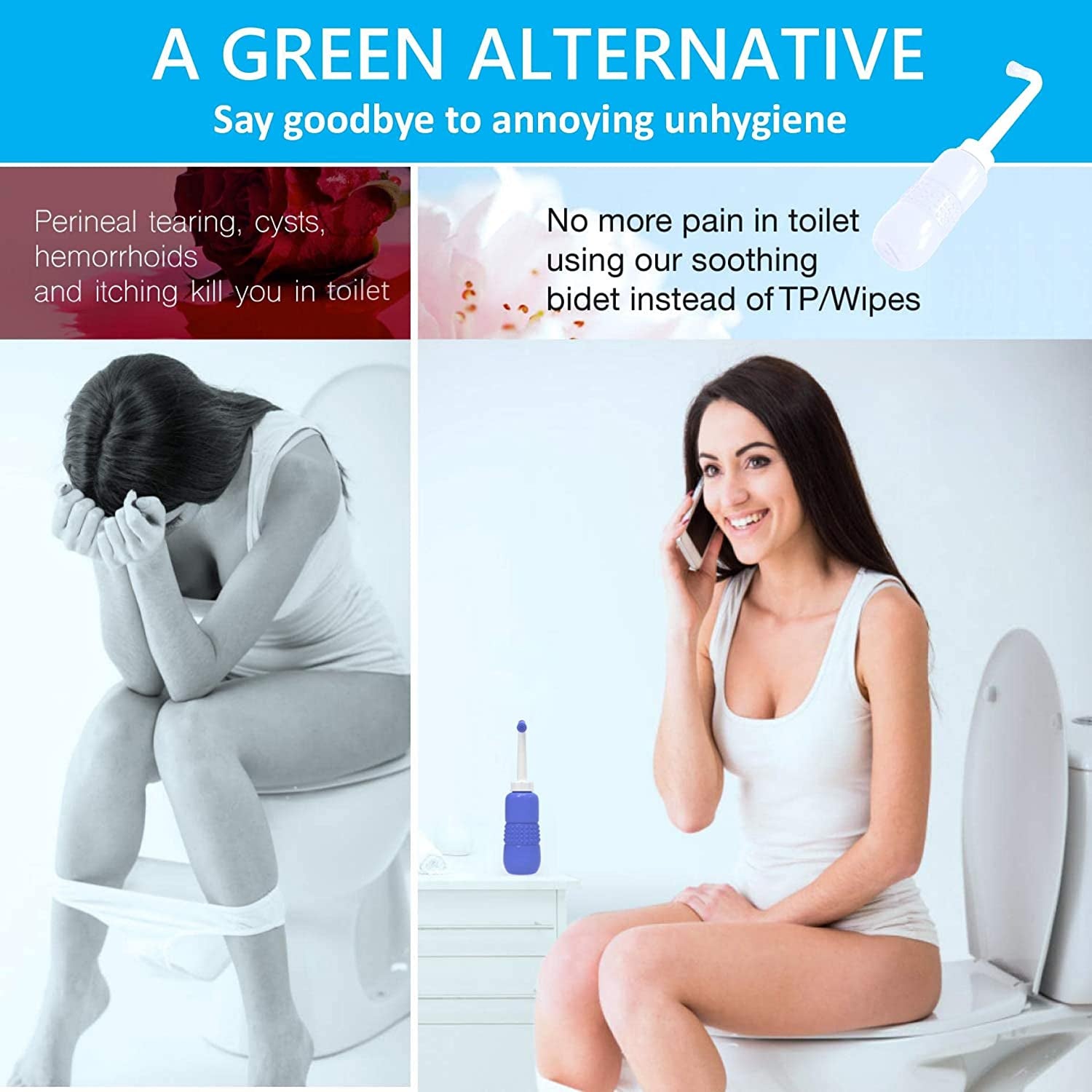 Peri Bottle for Postpartum Care Squirt Bottle 450Ml Portable Travel Bidet for Different Needs Peri Wash Bottle for Baby Female and Bedridden Patient for Postpartum Essentials, Feminine Care (1Pcs)