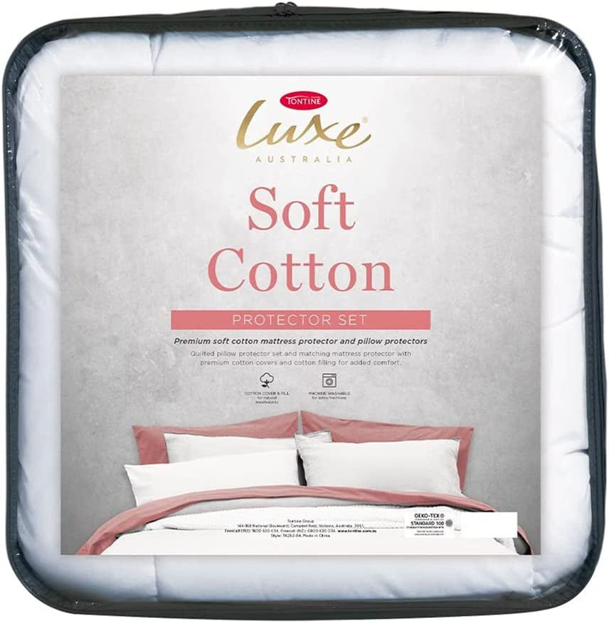 Luxe Soft Cotton Queen Bed Mattress/Pillow Protector Set Bedding