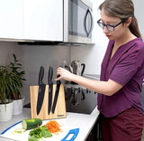 Magnetic Knife Holder - All Natural Bamboo Knife Block for Kitchen Counter - Universal Wooden Storage Stand for Small & Large Knives with Neodymium Magnets for Kitchen Storage & Organisation