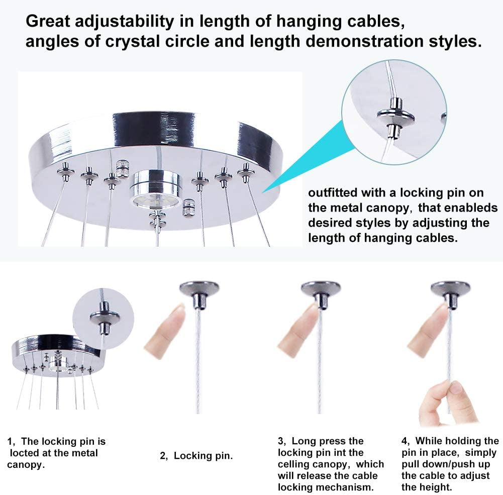 Modern Crystal Chandeliers LED Chandelier Pendant Lights Chandelier Rings Pendant Light 20/30/40Cm(8/12/16 Inches)(Cool White 20/30/40)