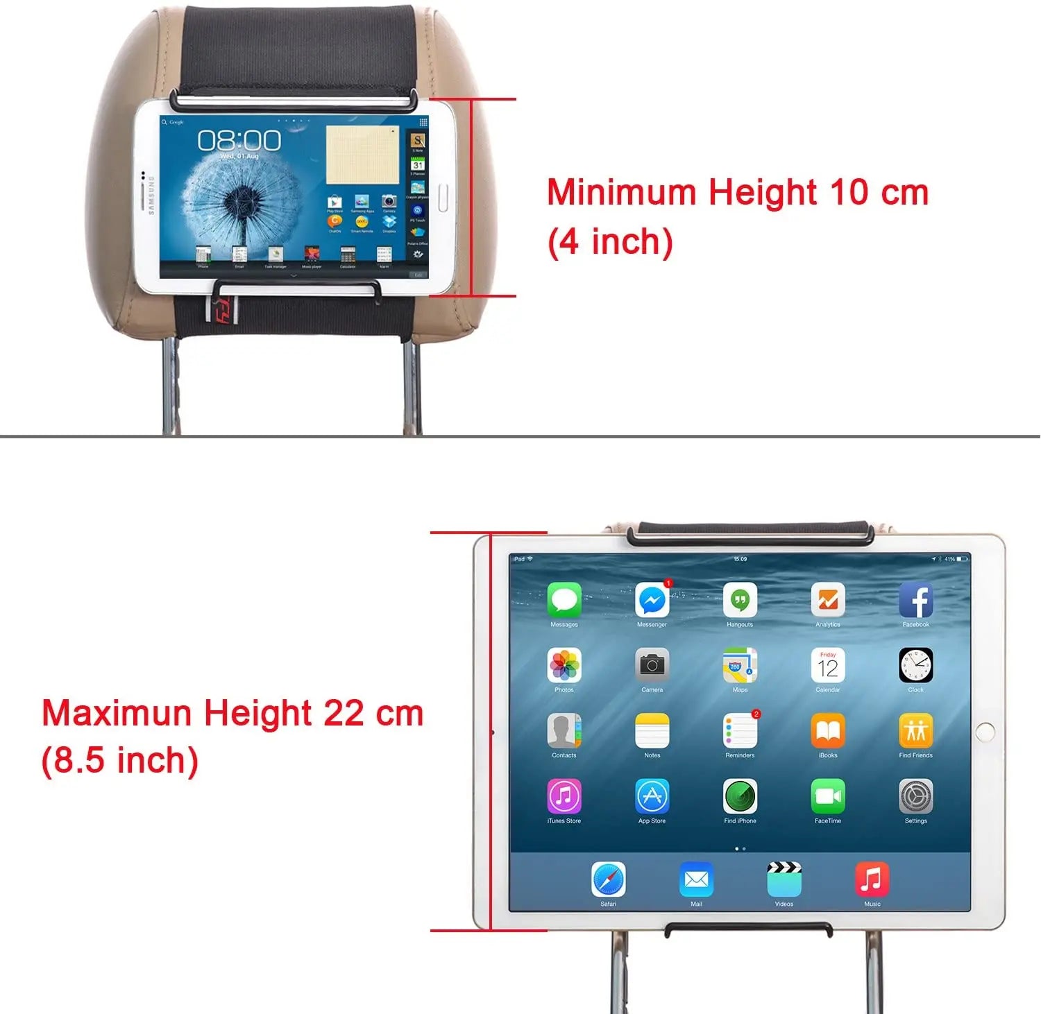 Universal Car Headrest Mount Holder with Angle- Adjustable Holding Clamp for 6-12.9 Inch Tablets pattanaustralia