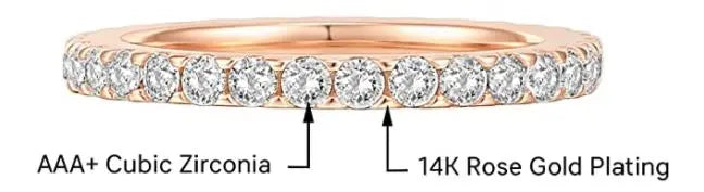 14K Gold Plated Sterling Silver Cubic Zirconia Diamond Stackable Eternity Bands for Women pattanaustralia
