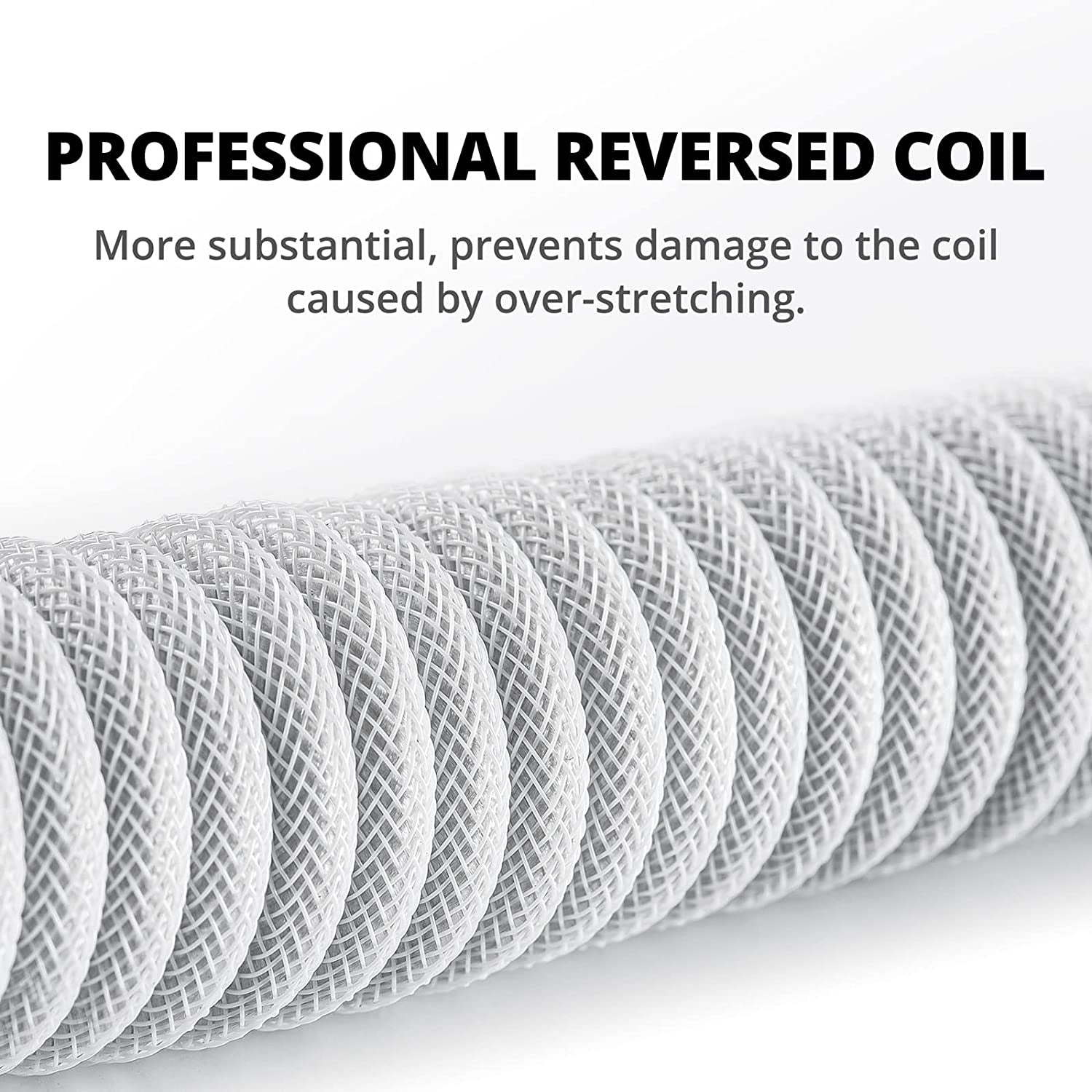 Pro Custom Coiled USB C Cable for Gaming Keyboard, Double-Sleeved Mechanical Keyboard Cable with Detachable Metal Aviator, 1.5M USB-C to USB-A, White Color