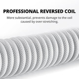 Pro Custom Coiled USB C Cable for Gaming Keyboard, Double-Sleeved Mechanical Keyboard Cable with Detachable Metal Aviator, 1.5M USB-C to USB-A, White Color