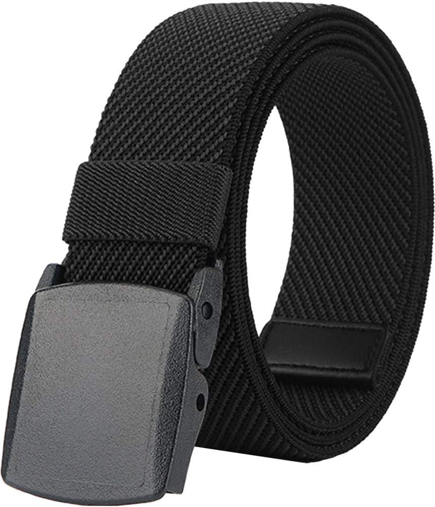 Belts for Men,Elastic Stretch Belt with YKK Plastic Buckle, Breathable Canvas Waist Belt for Work Outdoor Cycling Hiking, Adjustable for Pants Size below 46Inches[53