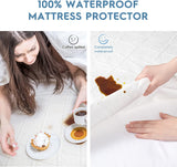 Premium Bamboo Waterproof Mattress Protector, Soft and Hypoallergenic Bamboo Fabric Mattress Cover-Vinyl Free, Bamboo Fiber, White, Queen(60"X80")