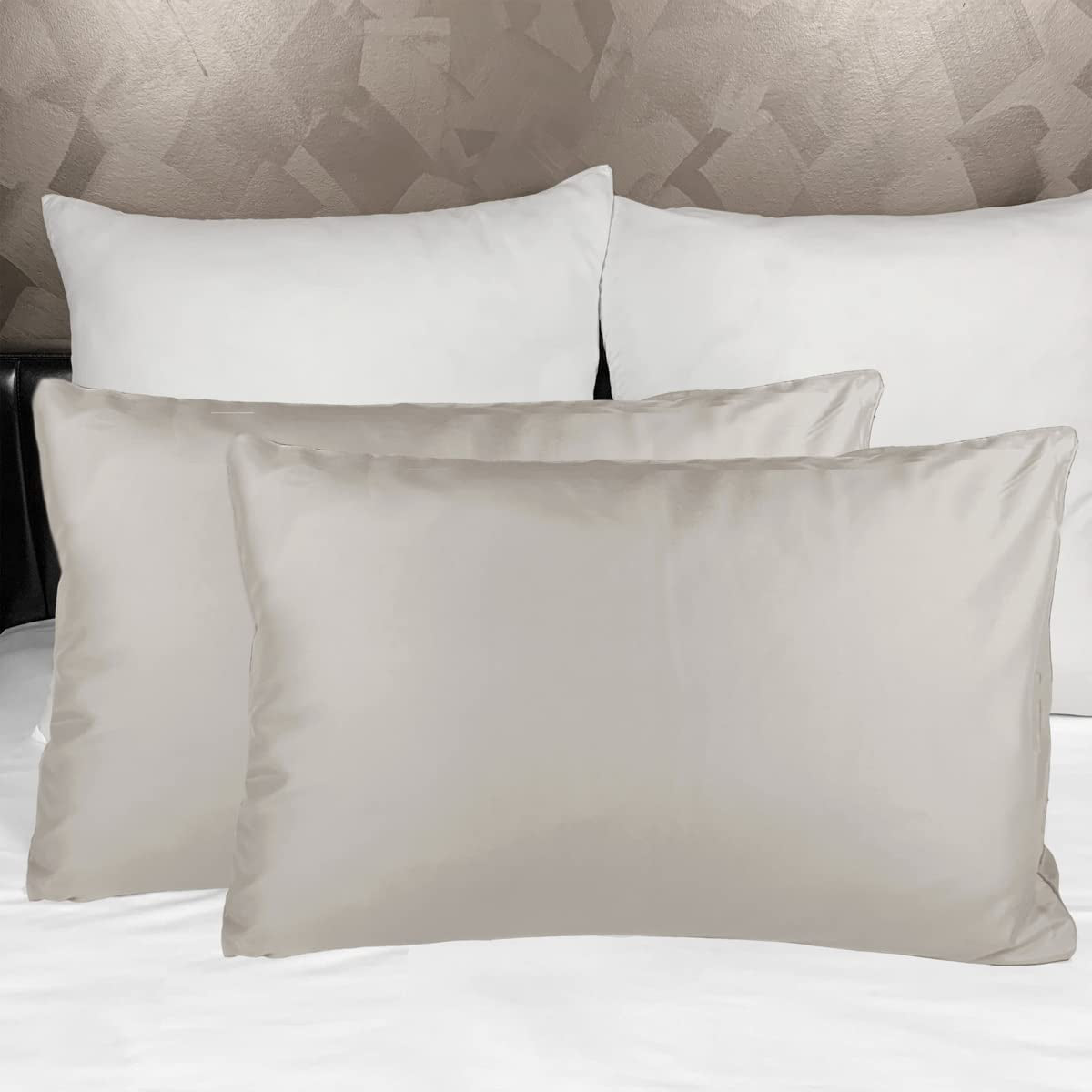 Set of 2  King Size Pillowcases Linen Color, Solid Plain Linen Beige Pillow Cases (King Size 50X90Cm, Linen)