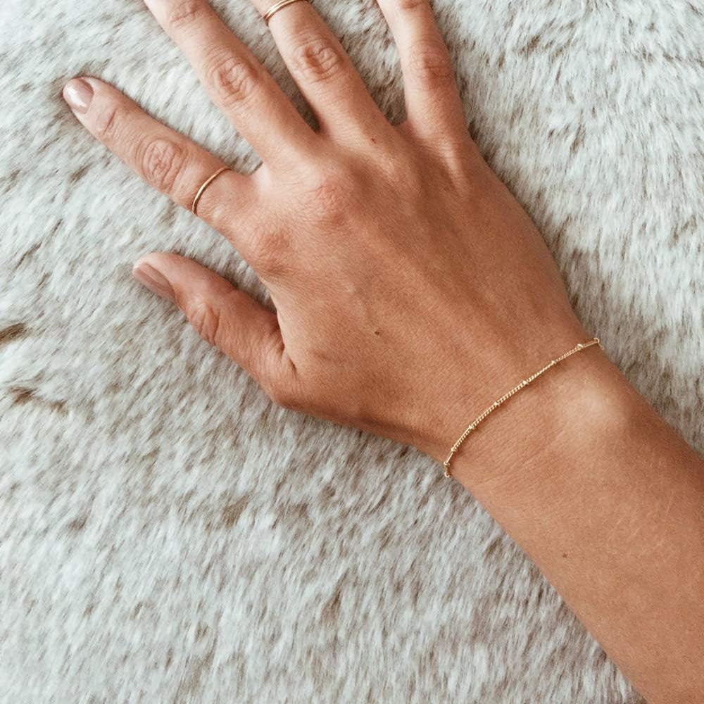 Dainty Gold Initial Bracelets for Women, 14K Gold Plated Dainty Personalized Gold Bracelets Initial Bracelets for Women Teen Girls Jewelry Chain Bracelets for Kids Toddler Little Girls Jewelry Gifts