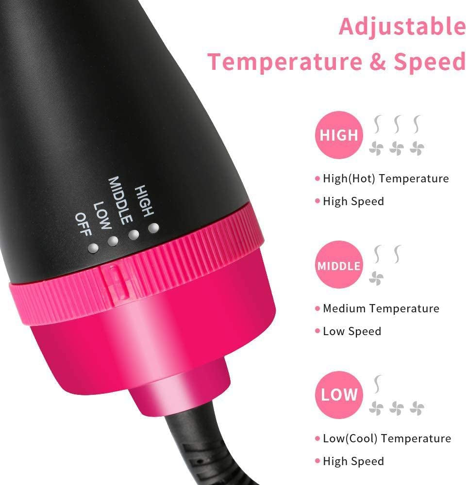 AU Plug Hot Air Brush,One Step Hair Dryer & Volumizer Hair Dryer & Volumizing Styler Comb 3-In-1 Negative Ion Straightening Brush Salon Hair Straightener Brush Curler for All Hair Types
