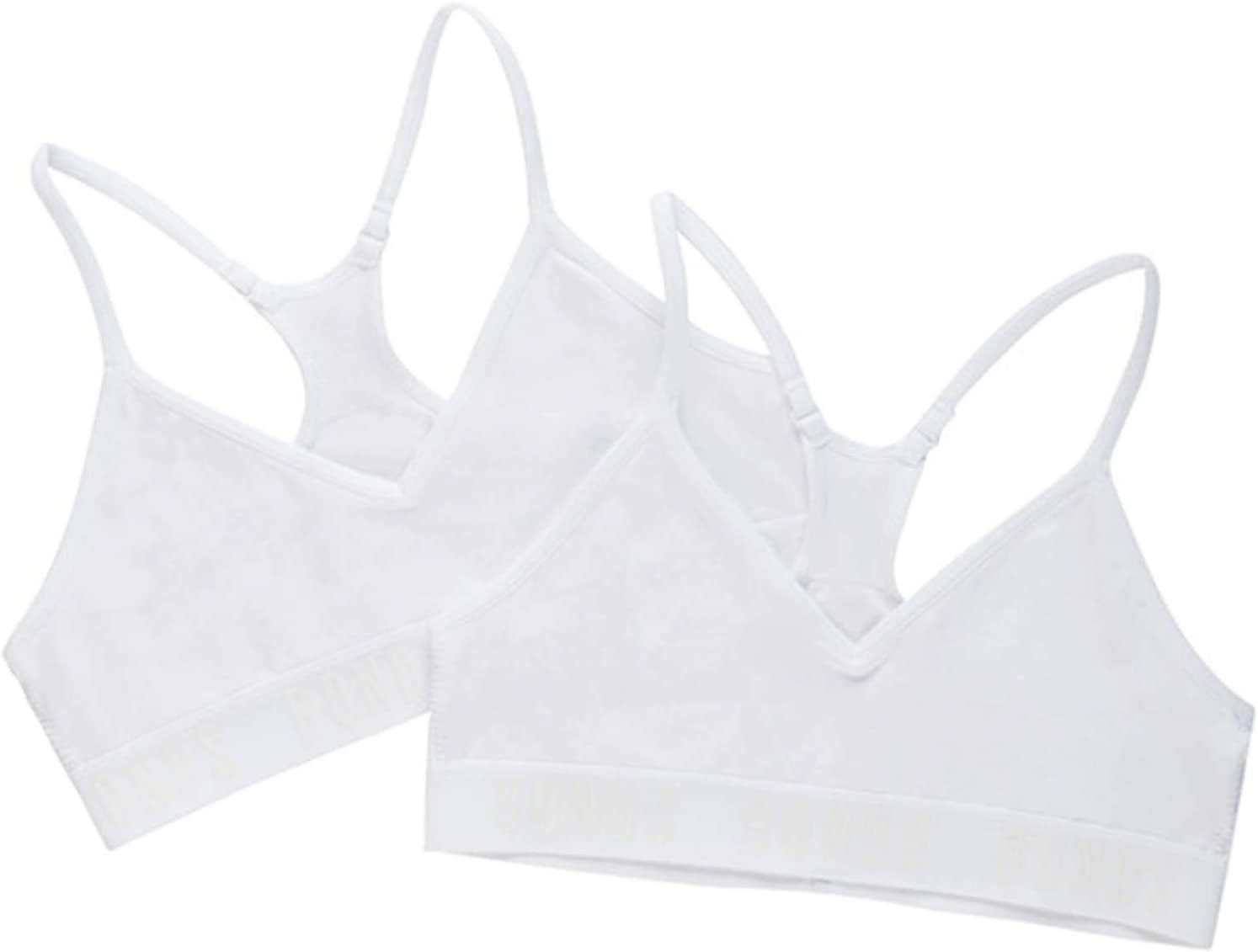 2 Pack Girls Kids Sports Seamfree Racer Back Super Stretchy Crop Top Bra