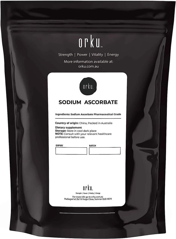 ORKU 400G Sodium Ascorbate Powder - Vitamin C Buffered Pharmaceutical Ascorbic Acid | Immune Vitamins for Immune System Booster and Strong Antioxidant for Making Serum or Adding to Smoothie and Drinks