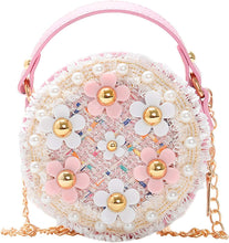 Load image into Gallery viewer, Forwe Little Girls Toddler Crossbody Purse with Pearl Flowers Mini Cute Princess Handbags Shoulder Chain Bag
